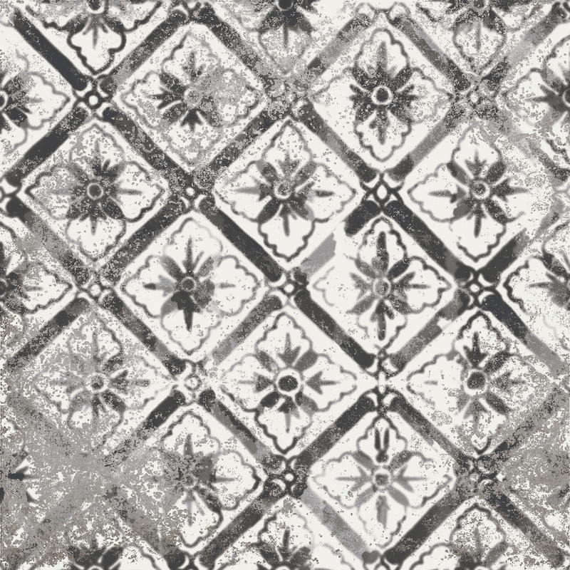 Mariner Maioliche Cementine Nera 08 8x8 Porcelain  Tile