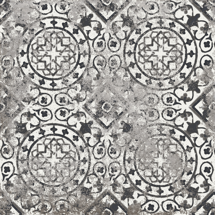 Mariner Maioliche Cementine Nera 09 8x8 Porcelain  Tile