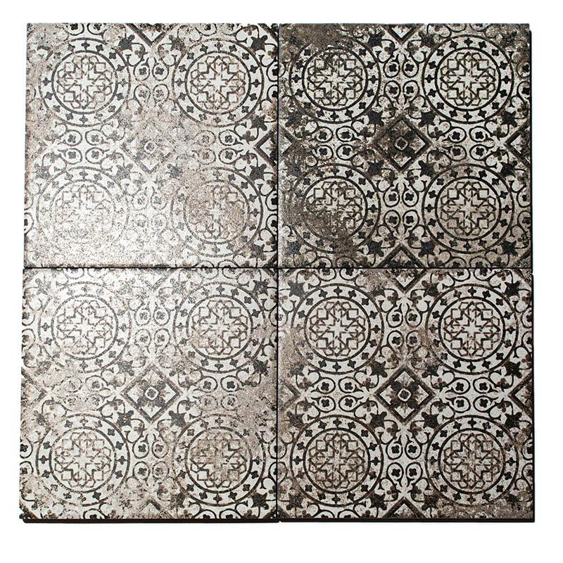 Mariner Maioliche Cementine Nera 09 8x8 Porcelain  Tile