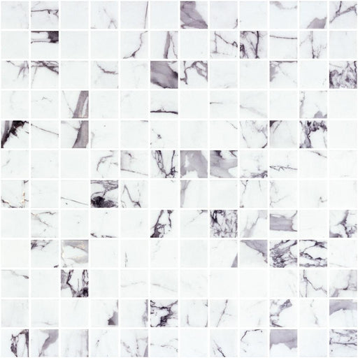Marmoreal Fosco Grey Calacatta 1x1 Square Matte Glass  Mosaic