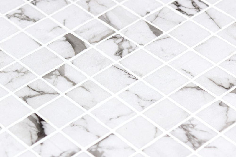 Marmoreal Fosco Grey Calacatta 1x1 Square Matte Glass  Mosaic