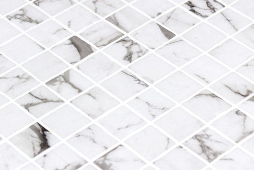 Marmoreal Fosco Grey Calacatta 1x1 Square Matte Glass  Mosaic