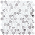Marmoreal Misty Grey Calacatta 1x1 Hexagon Matte Glass  Mosaic