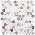 Marmoreal Umber Gold Calacatta 1x1 Hexagon Matte Glass  Mosaic