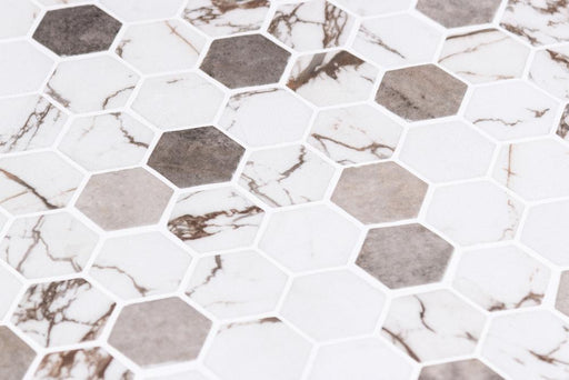Marmoreal Umber Gold Calacatta 1x1 Hexagon Matte Glass  Mosaic