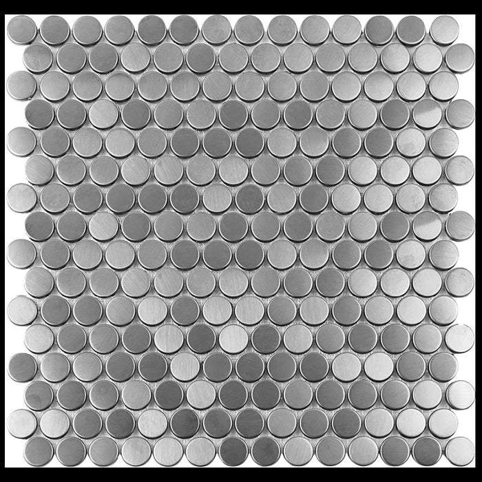 Metals Silver Pennyround Brushed Mixed  Mosaic