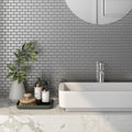 Metals Silver Rectangle Brushed Mixed  Mosaic