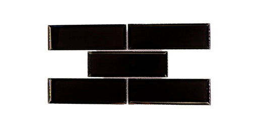 Modern Mosaic Brick Black 2x6 Subway  Glass
