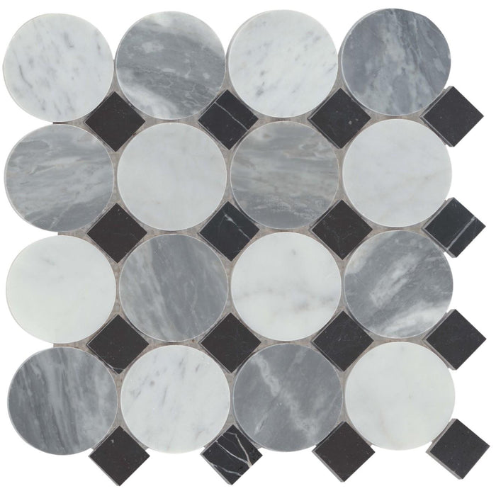 Modni Cool Blend Pennyround Honed Marble  Mosaic