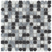 Modni Cool Blend Square, Pennyround Honed Marble  Mosaic