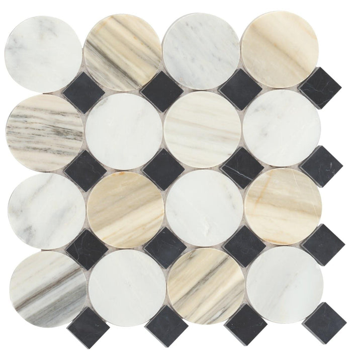 Modni Warm Blend Pennyround Honed Marble  Mosaic
