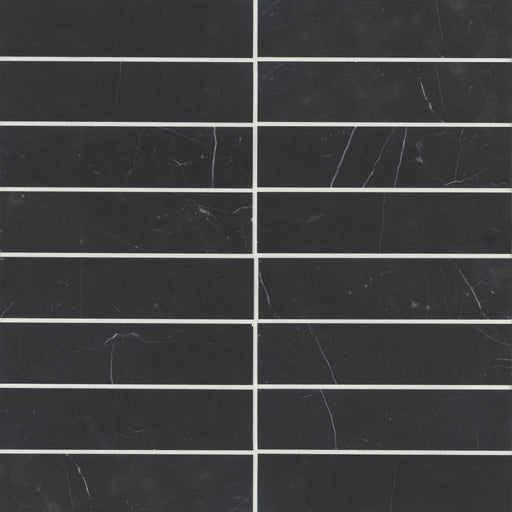 Monet Nero Marquina Marble Tile 2x8 Honed   3/8 inch