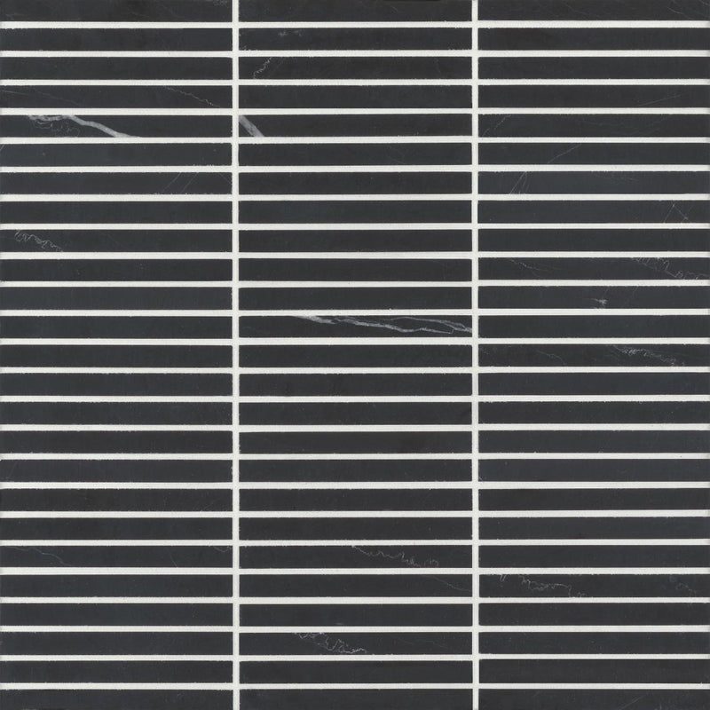 Monet Nero Marquina Rectangle Honed Marble  Mosaic