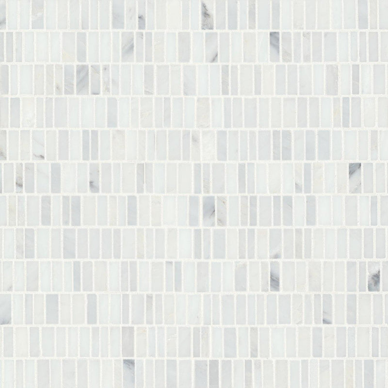 Monet Oriental White Honed Marble  Mosaic
