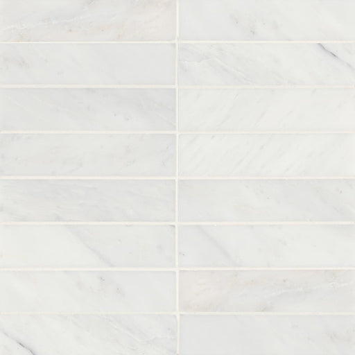 Monet Oriental White Marble Tile 2x8 Honed   3/8 inch