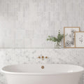 Monet Oriental White Marble Tile 2x8 Honed   3/8 inch