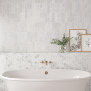 Monet Oriental White Marble Tile 2x8 Honed   3/8 inch
