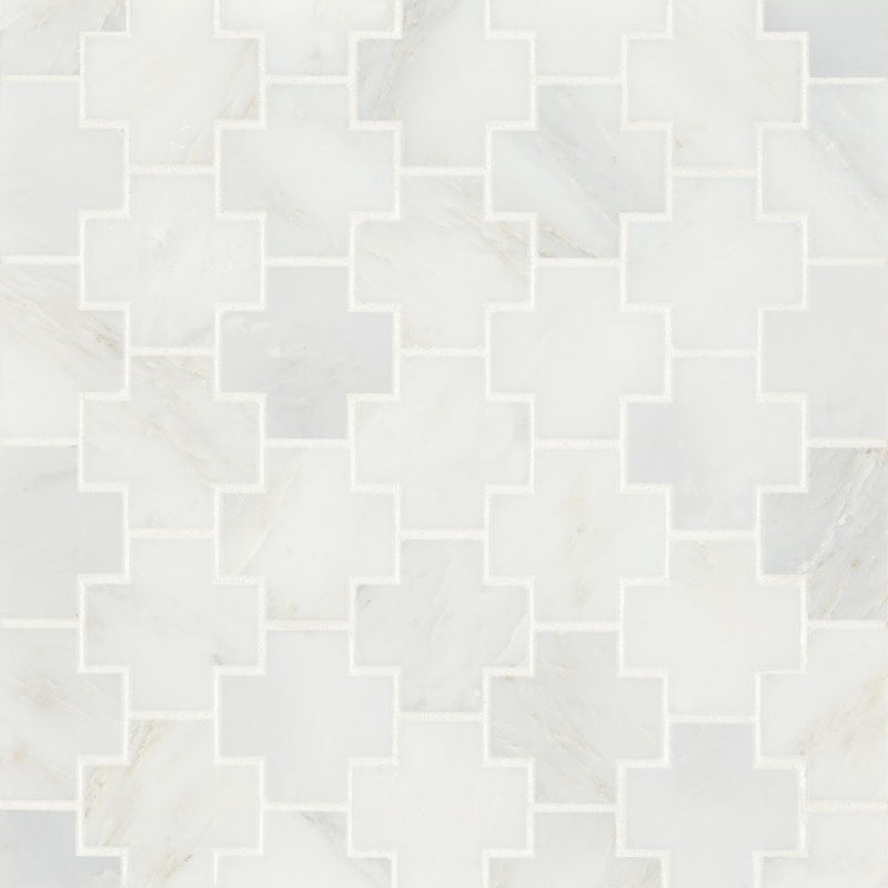 Monet Oriental White Square Honed Marble  Mosaic