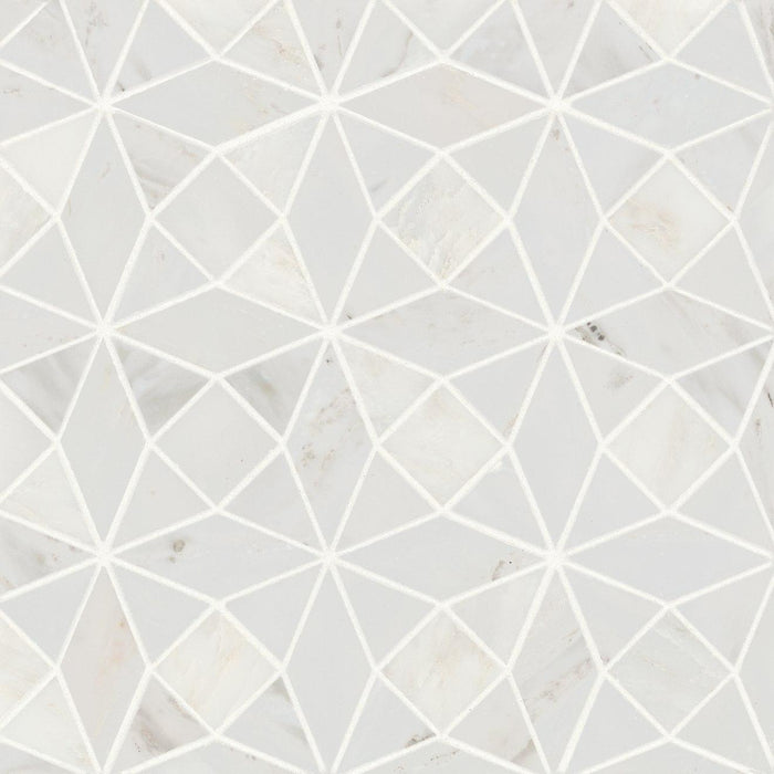 Monet Oriental White Triangle Honed Marble  Mosaic