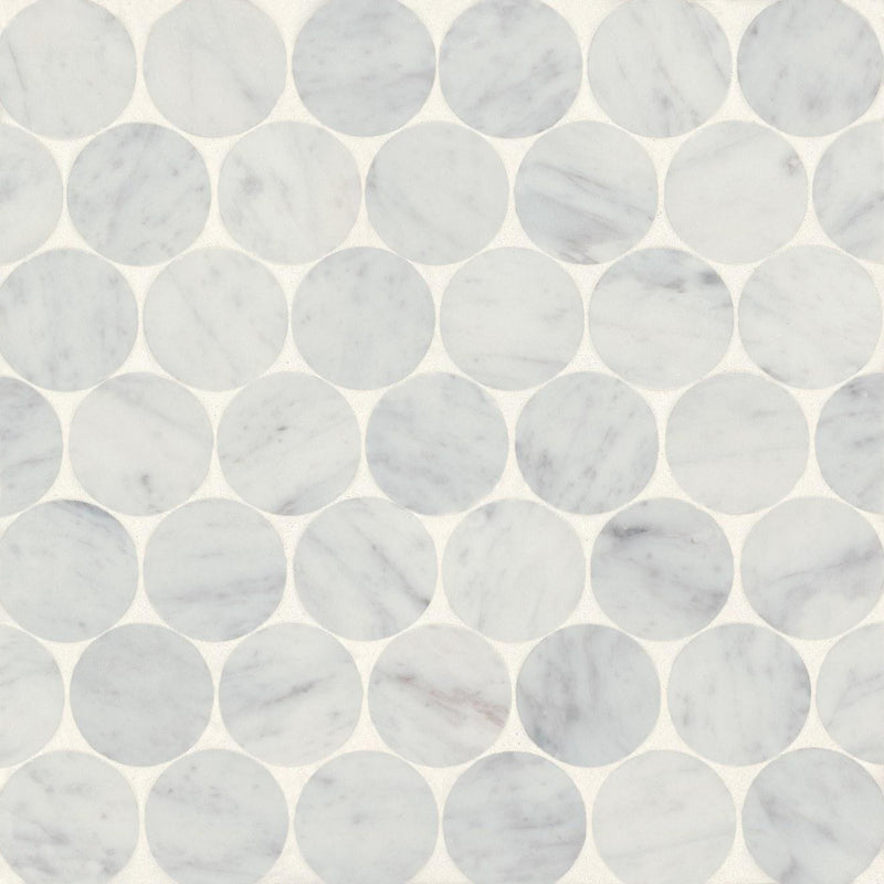 Monet White Carrara Honed Marble  Mosaic