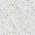 Monet White Carrara Pennyround Honed Marble  Mosaic
