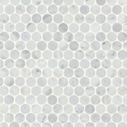 Monet White Carrara Pennyround Honed Marble  Mosaic