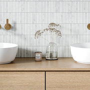 Monet White Carrara Rectangle Honed Marble  Mosaic