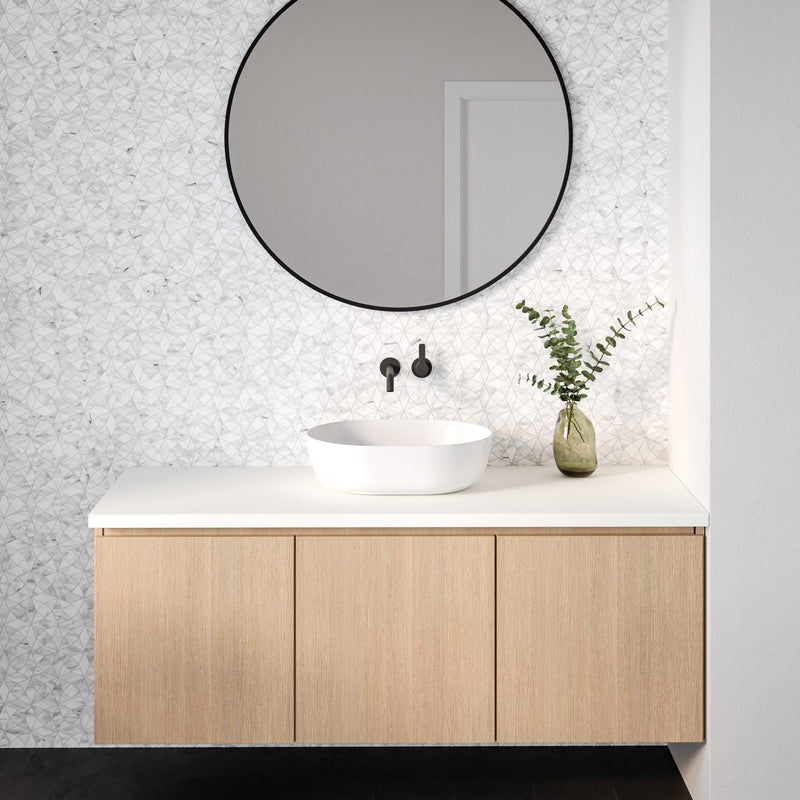 Monet White Carrara Triangle Honed Marble  Mosaic