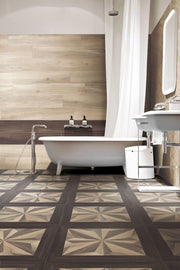Mood Wood Deco 3 Honey Nut Brown Matte 24x24 Porcelain  Tile