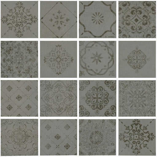 Moroccan Concrete Aziza Gray 3x3 Square Matte Ceramic  Mosaic