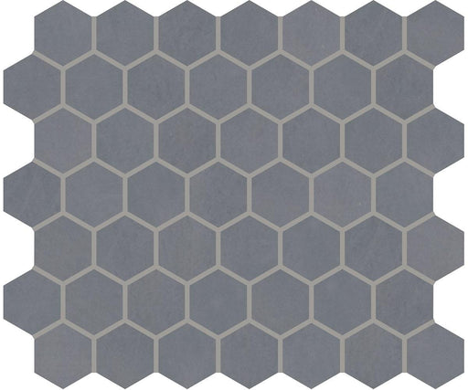 Moroccan Concrete Blue Gray 1.5x1.5 Hexagon Matte Ceramic  Mosaic