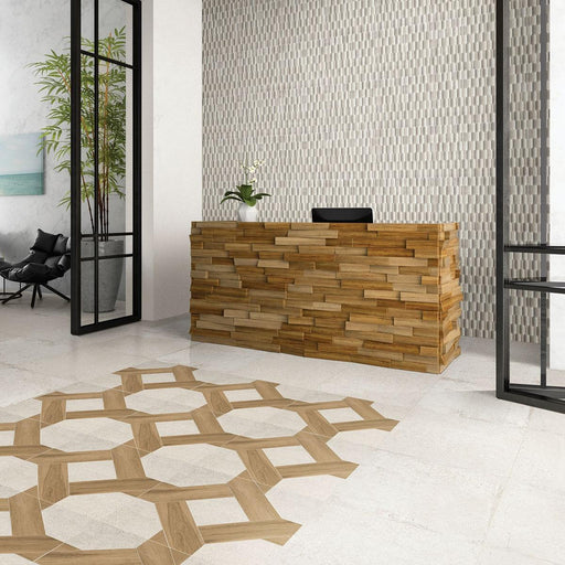 Museo Exhibition White Interwoven Trellis Matte 24x24 Porcelain  Tile
