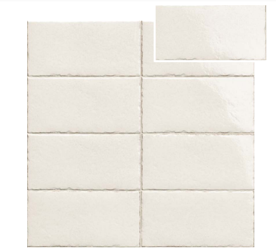 Natucer Frame White Glossy 6x12 Porcelain  Tile