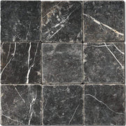 Nero Marquina Marble Tile 4x4 Tumbled