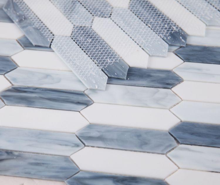 Newport Arrow Grey Picket  Glass  Mosaic