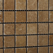 Noce 1x1 Square Tumbled Travertine  Mosaic