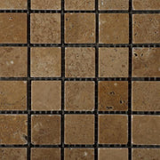 Noce 1x1 Square Tumbled Travertine  Mosaic