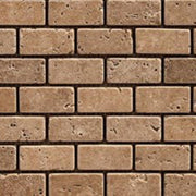 Noce 1x2 Subway Tumbled Travertine  Mosaic