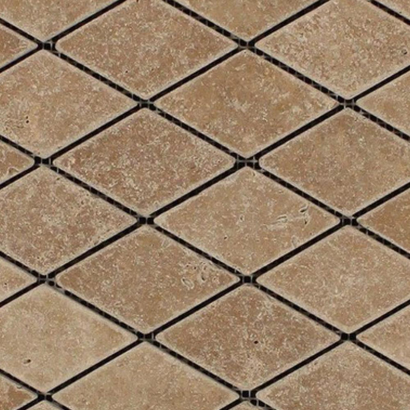 Noce 2x4 Diamond Tumbled Travertine  Mosaic