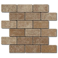 Noce 2x4 Subway Tumbled Travertine  Mosaic
