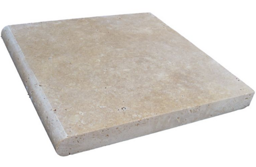 Noce Travertine Coping 12x12 Unfilled, Honed Bullnose  1.25 inch
