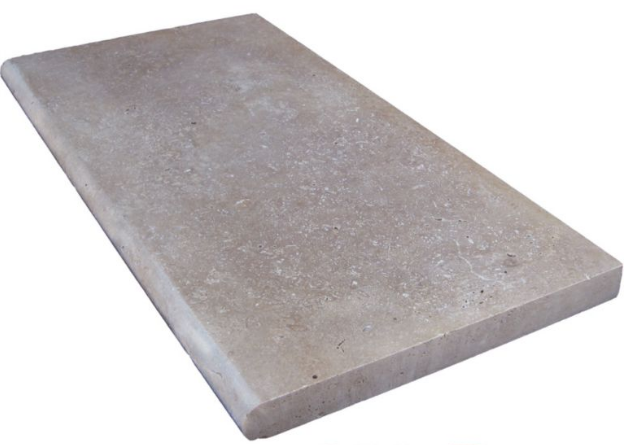 Noce Travertine Coping 12x24 Filled, Honed Bullnose  2 inch