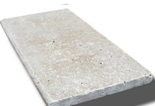 Noce Travertine Coping 12x24 Tumbled Bullnose  3 inch
