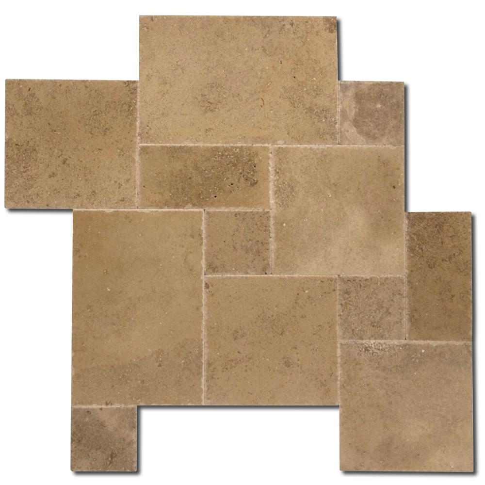 Noce Travertine Tile Pattern Brushed Chiseled