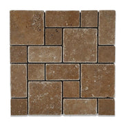 Noce Tumbled Travertine  Mosaic