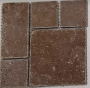 Noce Tumbled Travertine  Mosaic