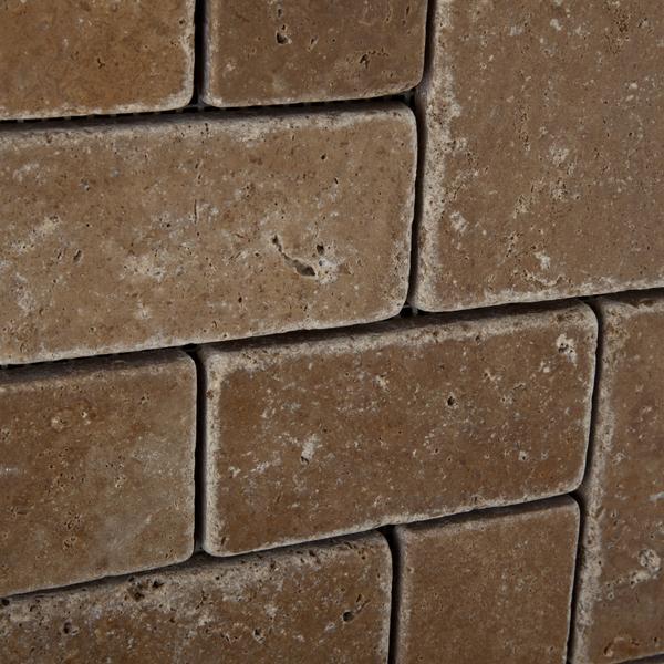 Noce Tumbled Travertine  Mosaic