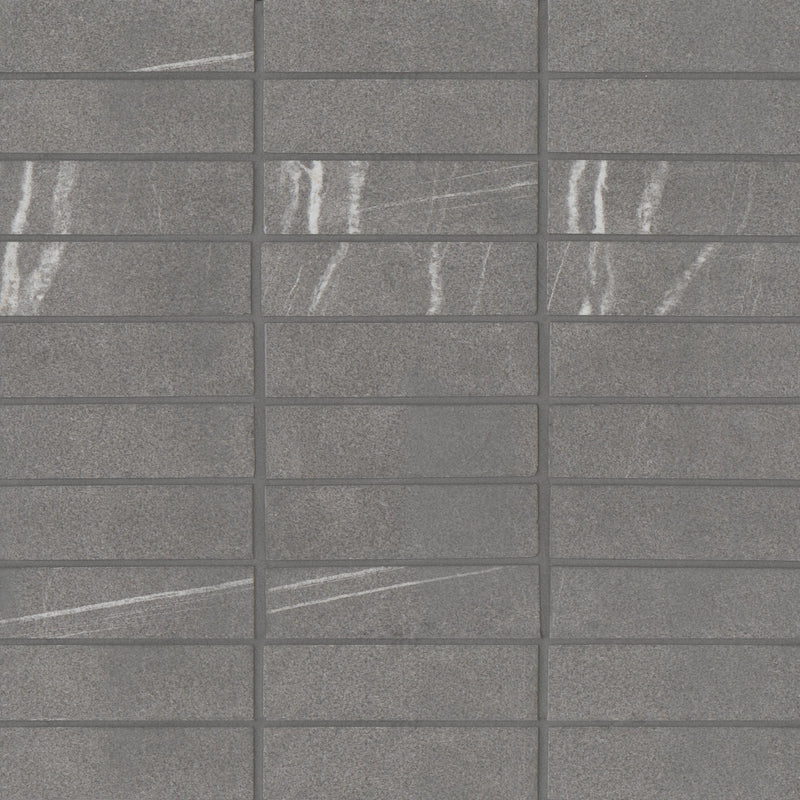 Nomade Argent 1x4 Stacked Matte Porcelain  Mosaic