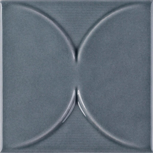 Nu Tempo Navajo Blue Arc Glossy 4x4 Ceramic  Tile