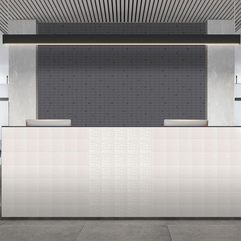 Nu Tempo Pure White Web Glossy 4x4 Ceramic  Tile